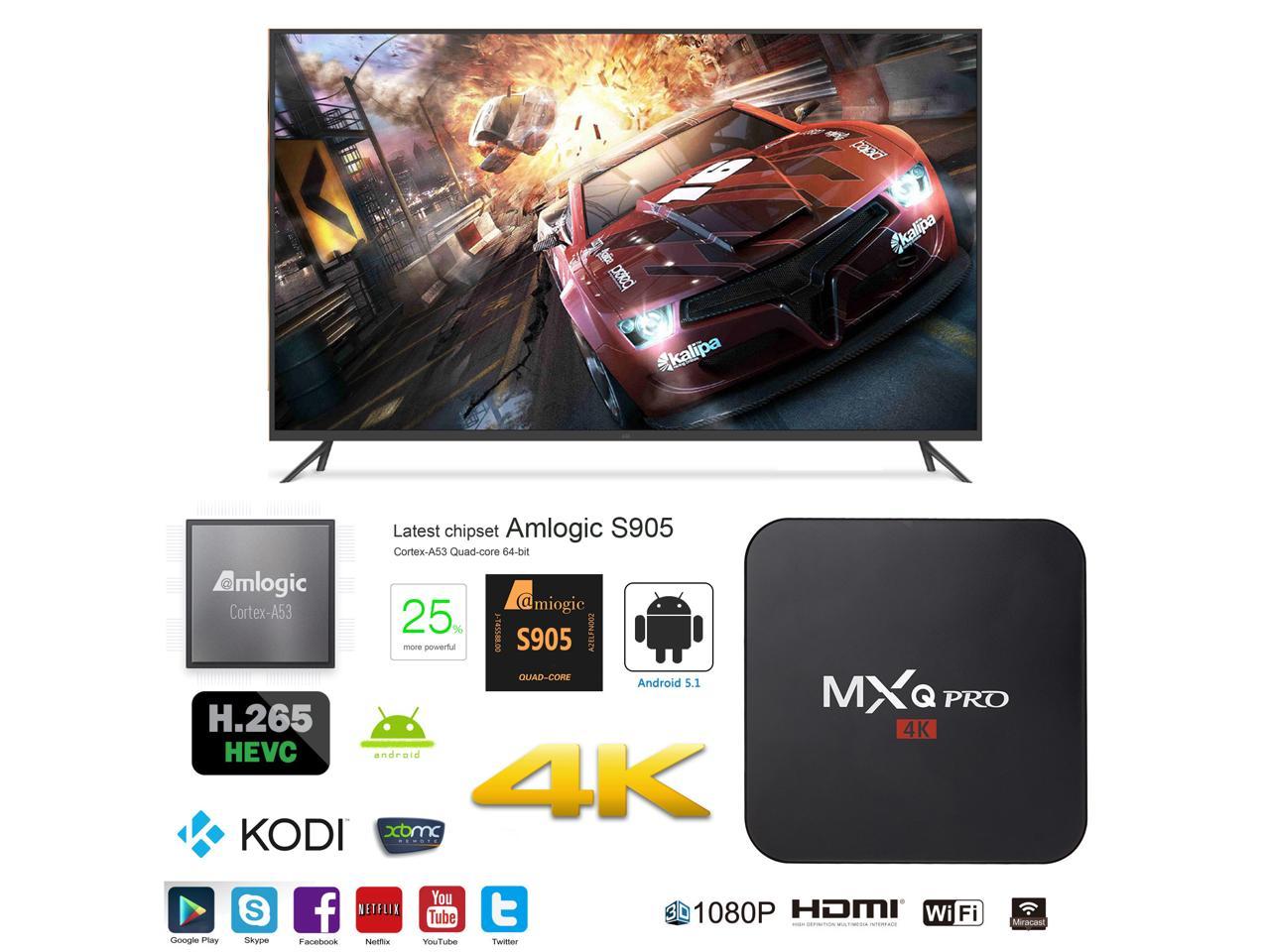 Pro 4K S905 Smart TV Box 64-bit Android 6.0 1G+8GB DDR4 HD 4K 3D w/ Keyboard 