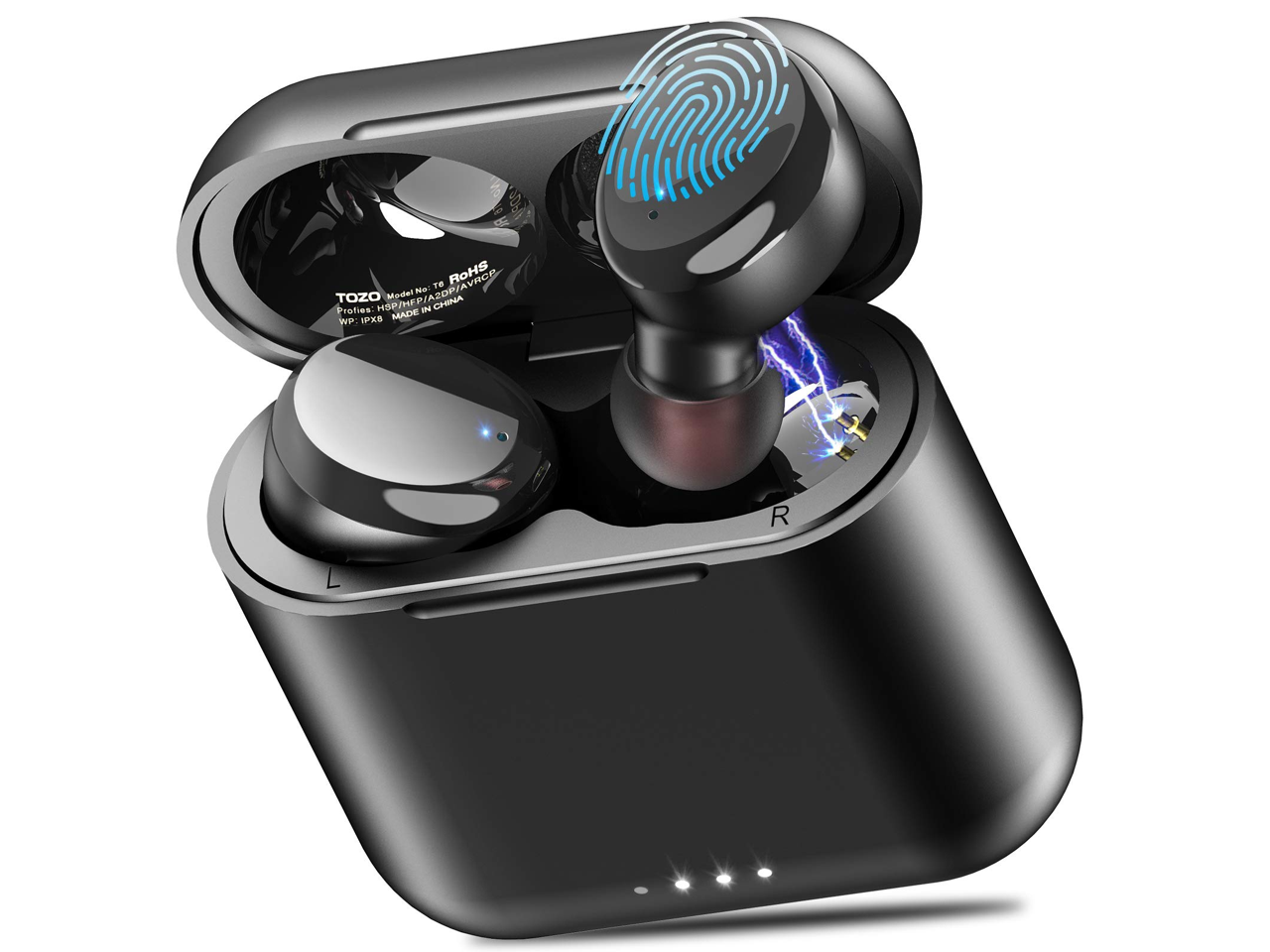 TOZO T6 True Wireless Earbuds Bluetooth Headphones Touch Control with Wireless Charging Case