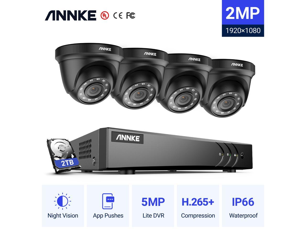 ANNKE 8CH Security CCTV Surveillance System 1080P Lite DVR with 1TB HDD and ×1080P HD Weatherproof Camera with 100ft Night Vision 8 Enable H.264+ to Record Longer AU-DN81RA1/V1-38EB-P 