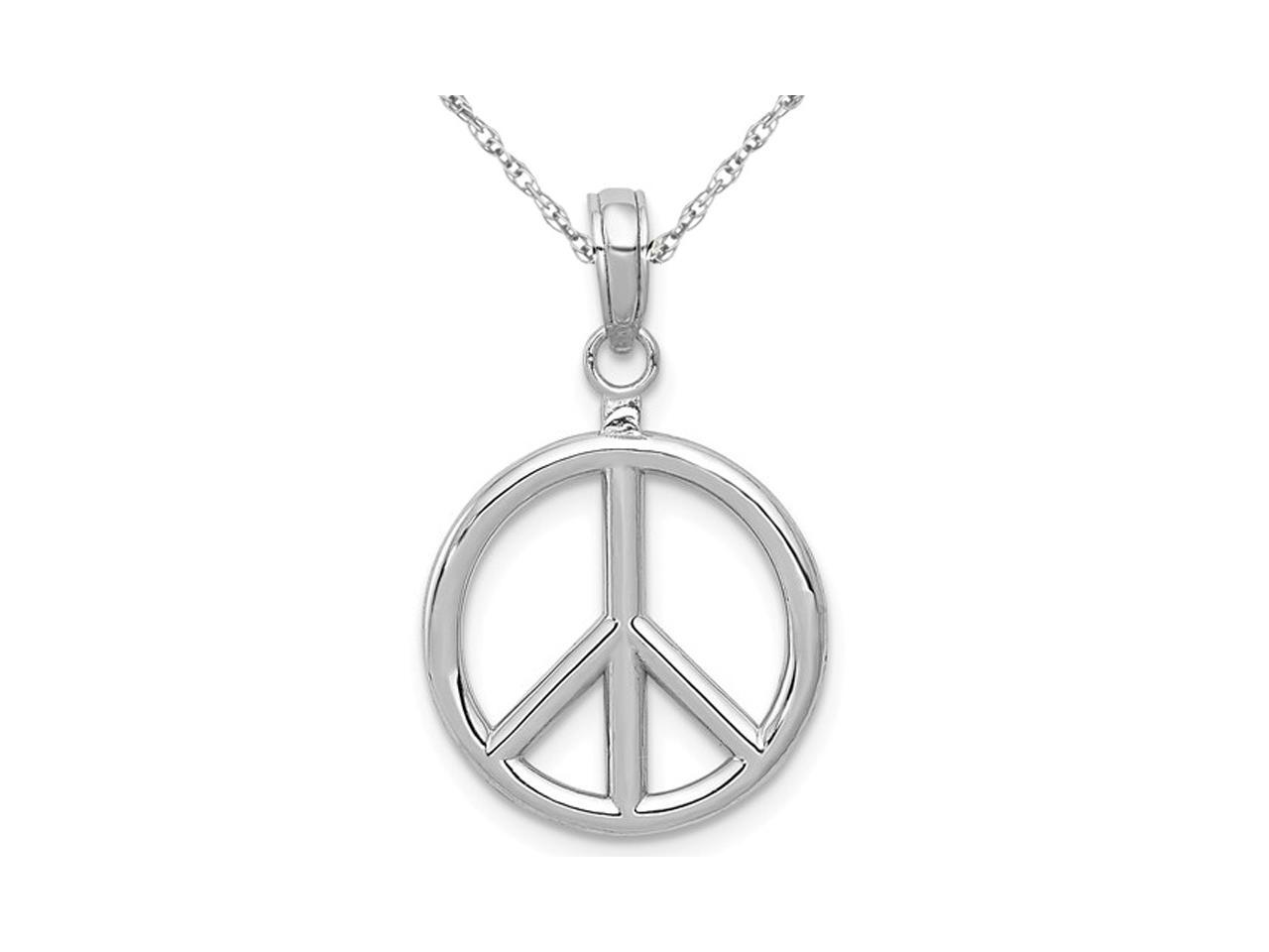 white gold peace sign necklace