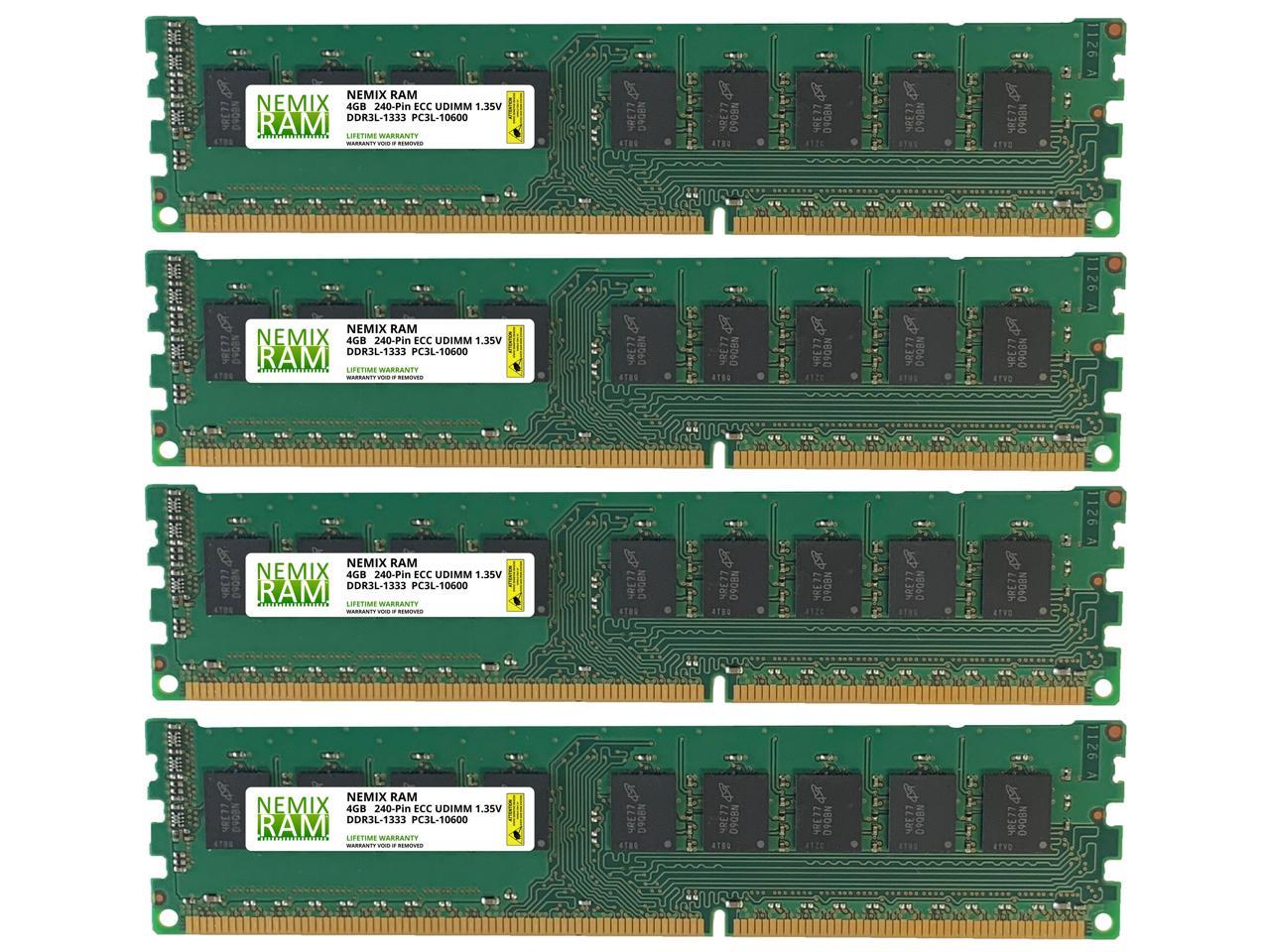 NEMIX RAM 16GB 4x4GB DDR3-1333 PC3-10600 2Rx8 1.35V ECC Unbuffered Memory