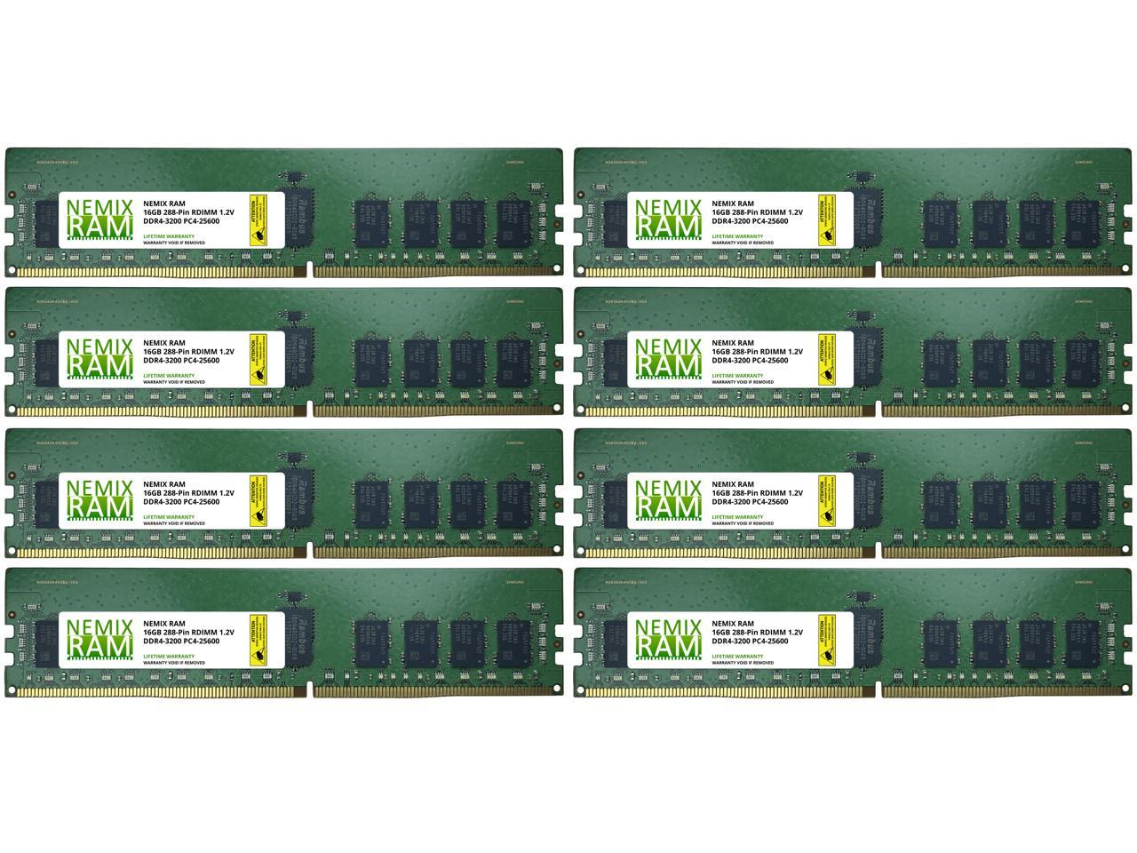 128GB 8x16GB DDR4-3200 PC4-25600 1Rx4 RDIMM ECC Registered Memory by