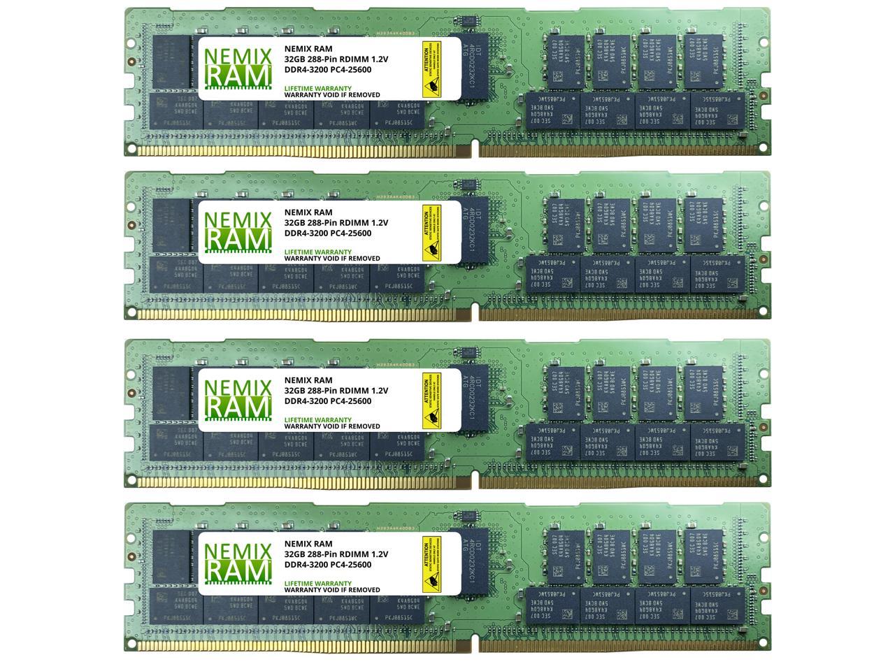 NEMIX RAM 128GB 4x32GB DDR4-3200 PC4-25600 2Rx4 ECC Registered Server