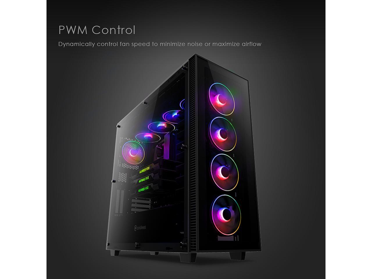 anidees AI Tesseract 120mm 3pcs RGB PWM Fan compatible with ASUS Aura