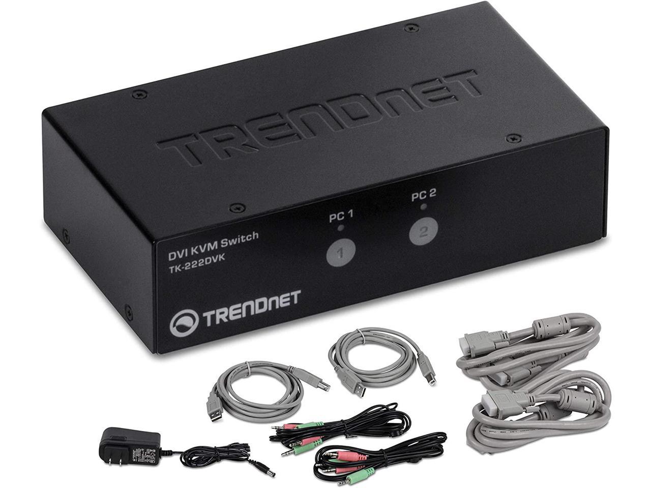 Windows/Linux/Mac 10.4 or Higher Manage Two PCs TRENDnet 2-Port USB KVM Switch and Cable Kit Hot-Keys TK-217i USB 2.0 Auto-Scan 