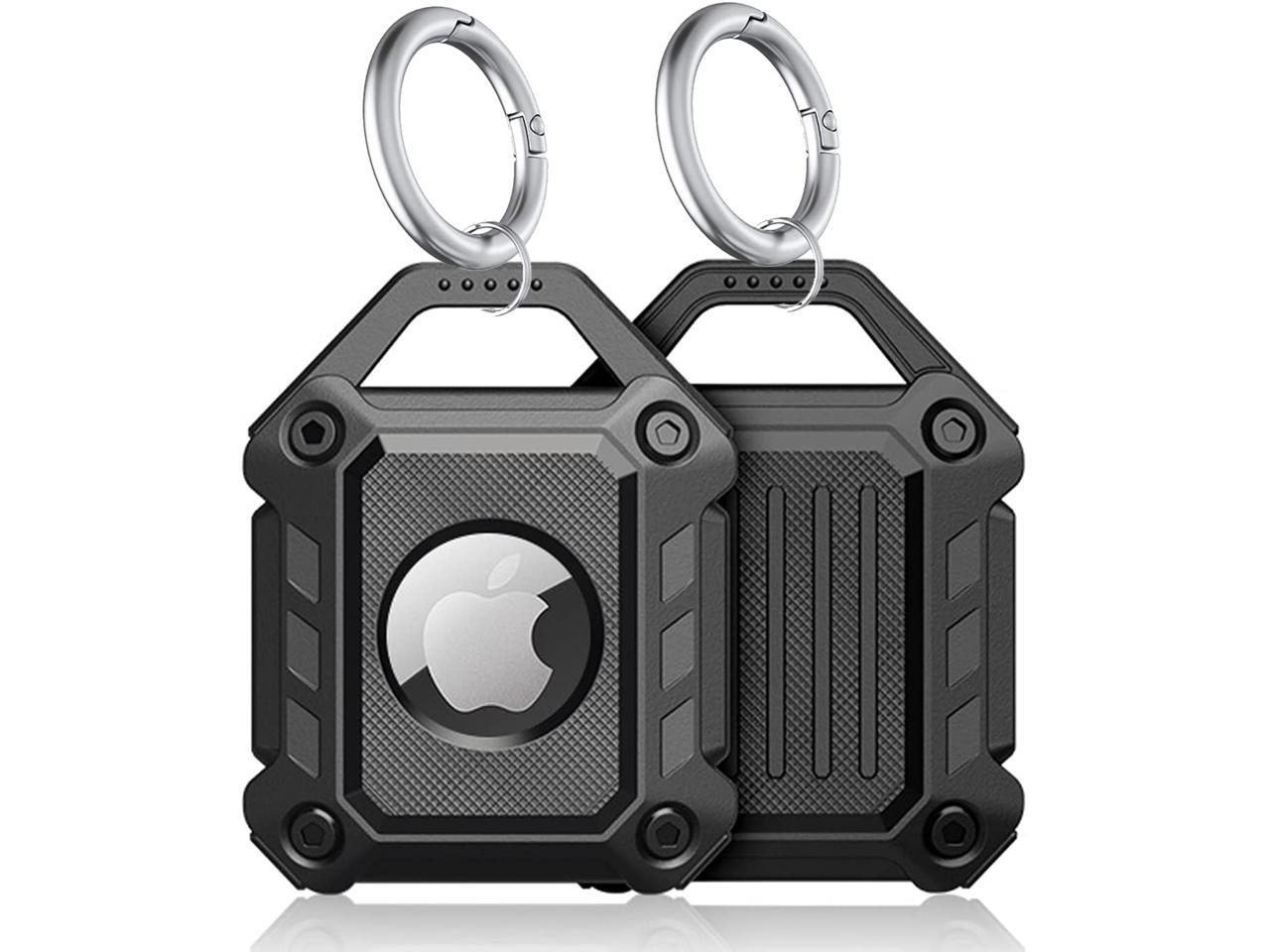 Black 2 Pack Waterproof Air Tag Keychain Case for Apple Airtags Holder,Full-Body Shockproof,Anti-Scratch,Soft,Light Weight,Easy Installation 
