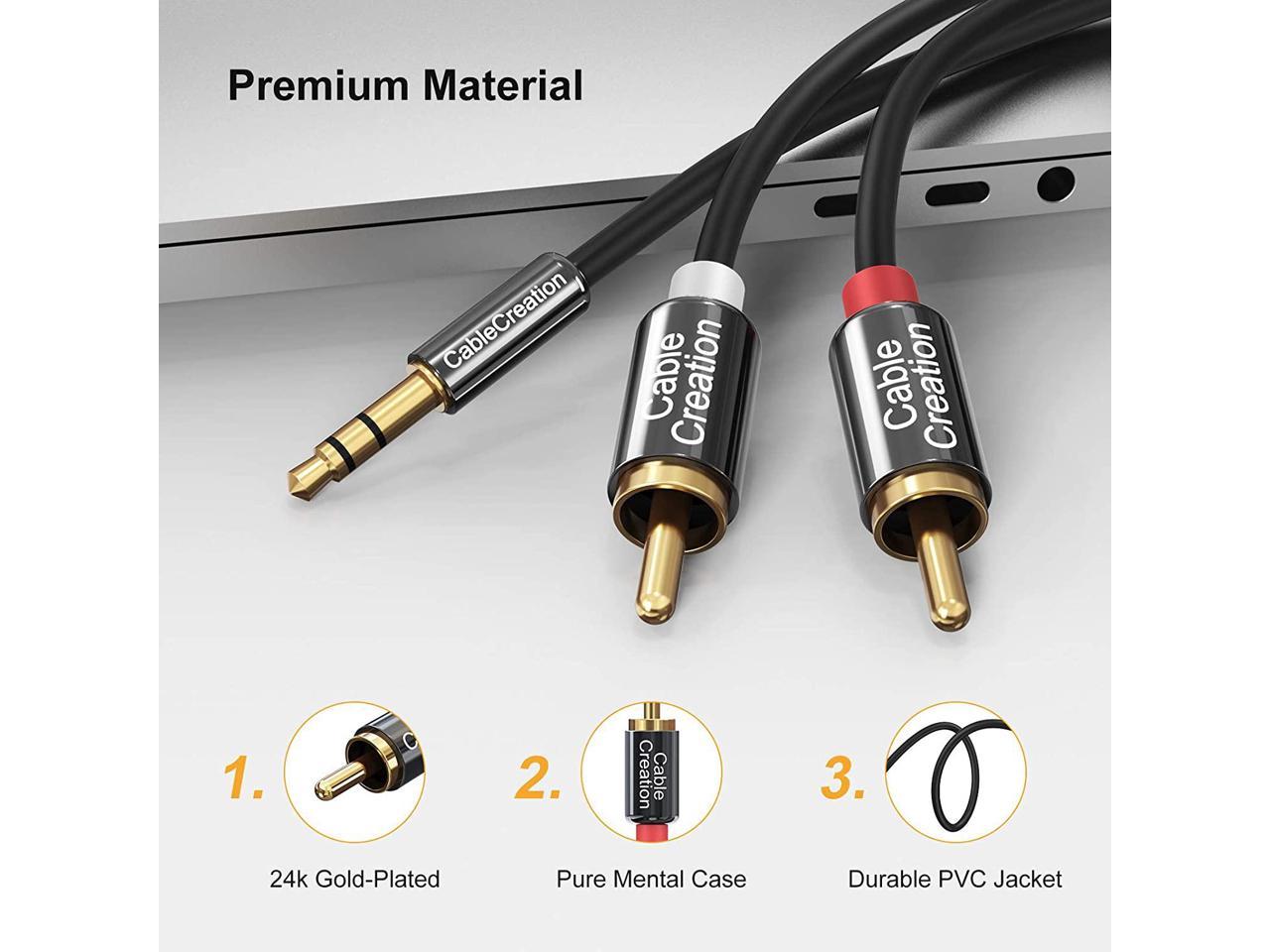 HDTV Home Theater Speakers MP3 3M 3.5mm to RCA Cable 10FT Tablets CableCreation Angle 3.5mm Male to 2RCA Male Auxiliary Stereo Audio Y Splitter Gold-Plated for Smartphones 