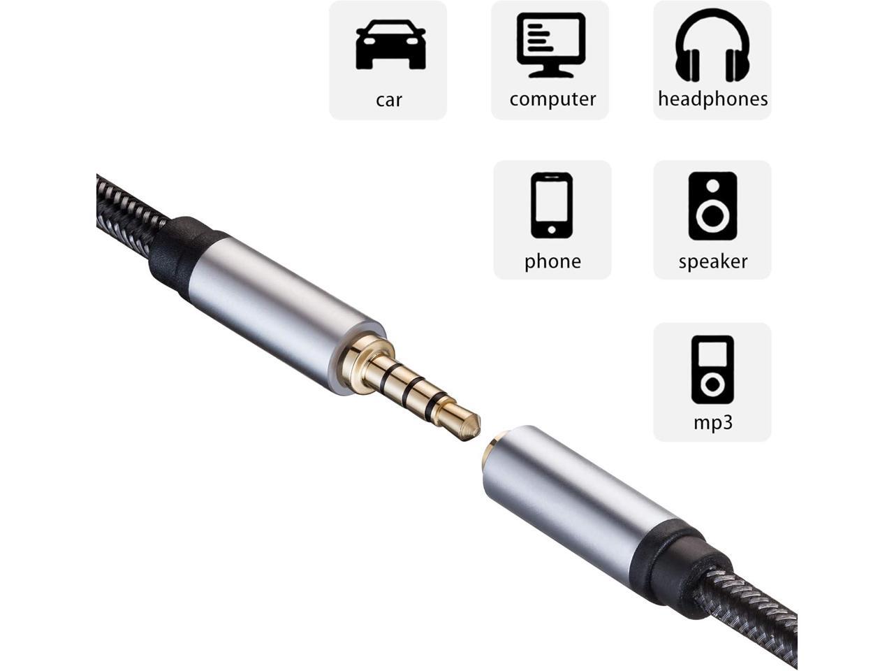 Audio Mic Extension Cable 6Ft,3.5mm Aux Headphone Extender 4Pole Jack