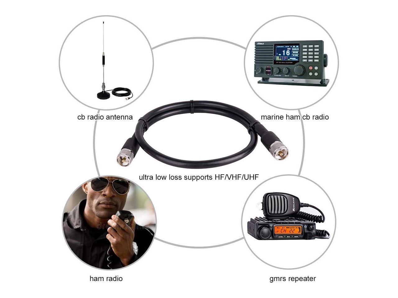 HAM & CB Radio VHF Marine Antenna SWR Meter KMR 400 UHF Coaxial Cable PL-259 UHF Male Coax Jumper Low Loss 50 ohm Cable for AIS Antenna Dummy Load XRDS-RF CB Coax Cable 50ft Antenna Analyzer 