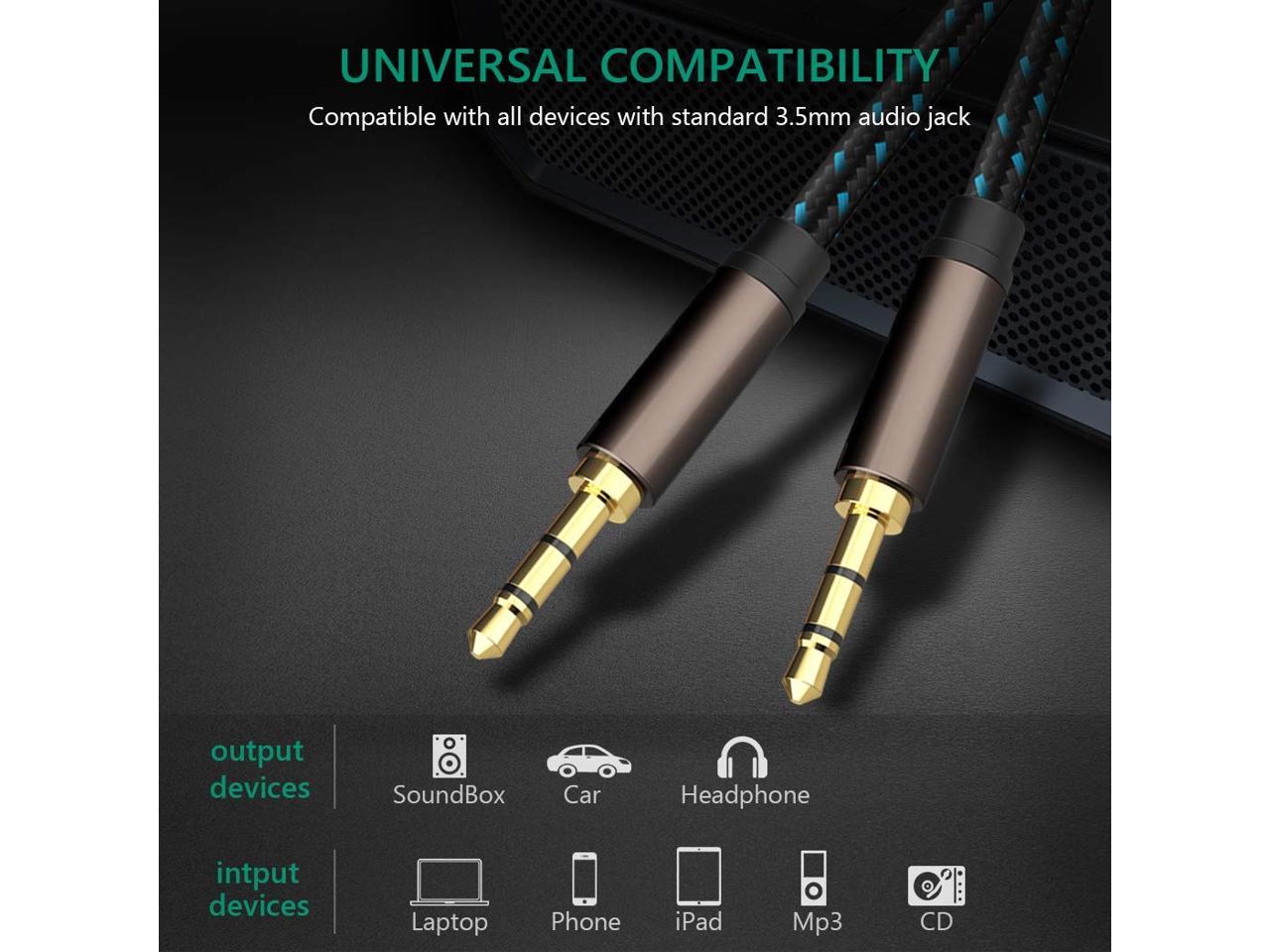 Speakers Headphones JewMod 3.5mm Male to Female Extension Stereo Audio Extension Cable Adapter Gold Plated Compatible for Phones Tablets and More Headphone Extension Cable 100 ft