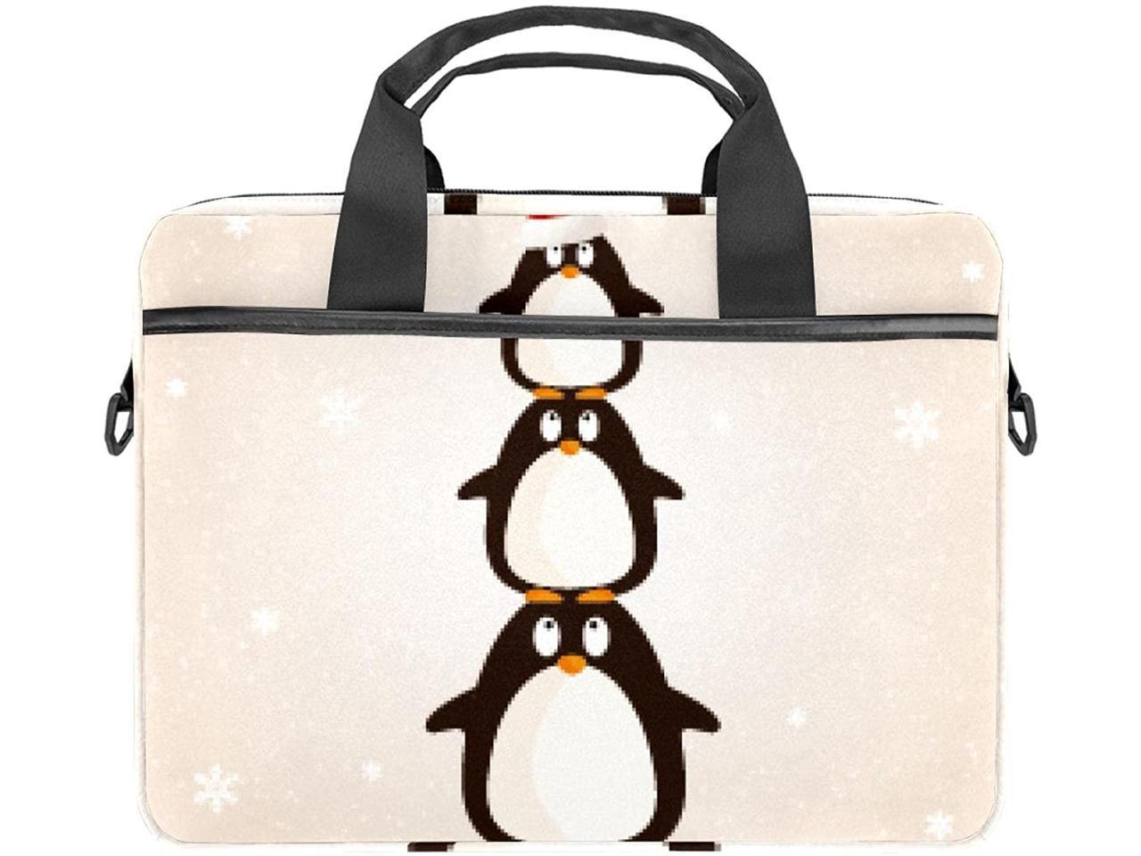 Laptop Bag Christmas Greeting Card Penguin Hand 15-15.4 Inch Laptop Case Briefcase Messenger Shoulder Bag for Men Women College Students Business P 