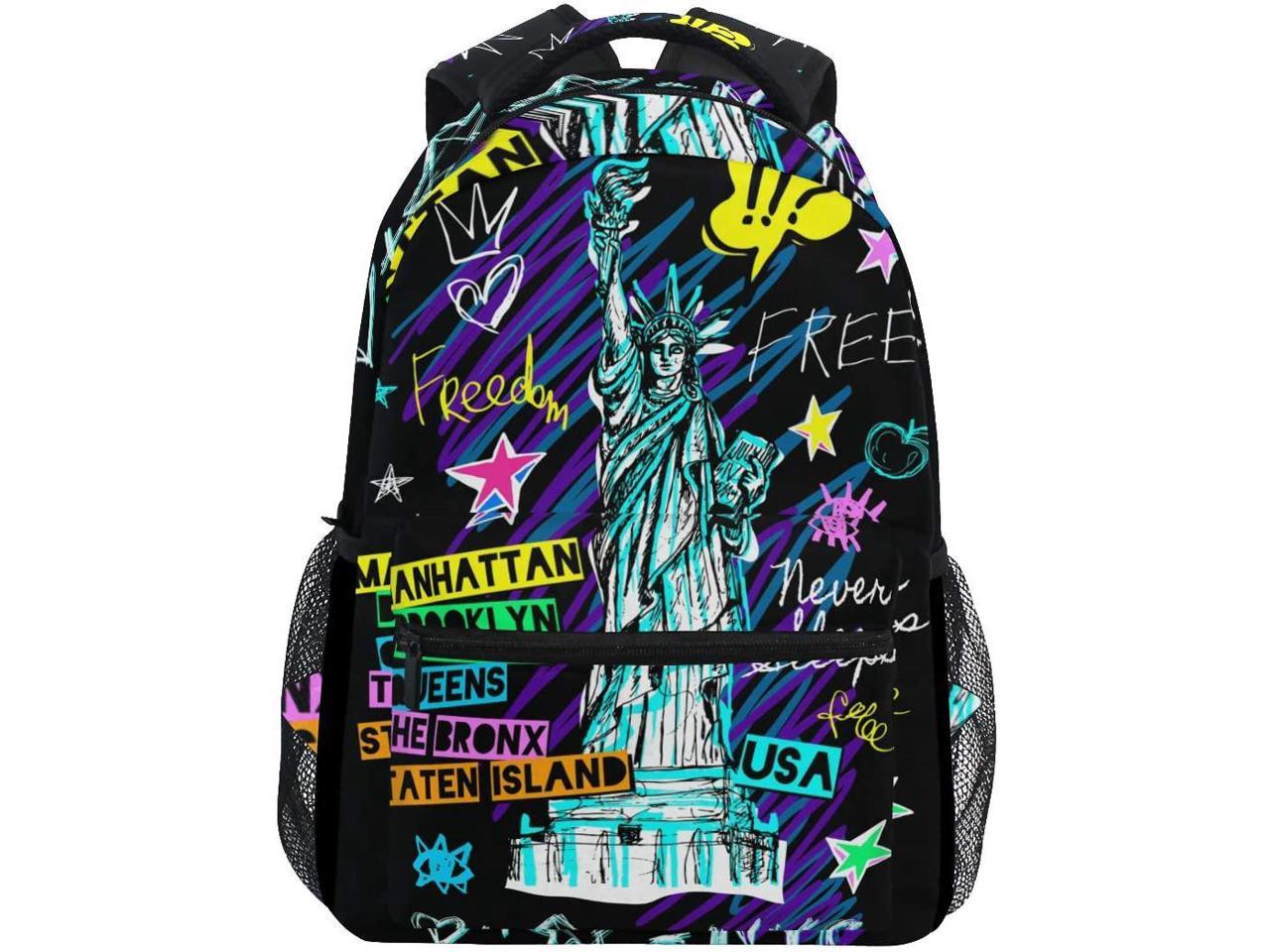 ALAZA New York City Doodle Hipster Large Backpack Personalized Laptop iPad Tablet Travel School Bag with Multiple Pockets