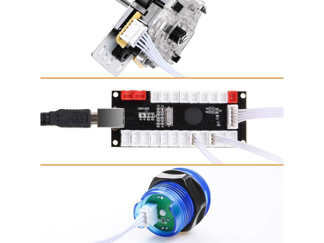 PS3 MAME 4 x Zero Delay USB-Encoder mit M/ünz- und Spieleraufklebern f/ür PC 4 x Joysticks Raspberry Pi Hikig 4-Spieler LED DIY Arcade Kit 40 x LED Arcade Buttons
