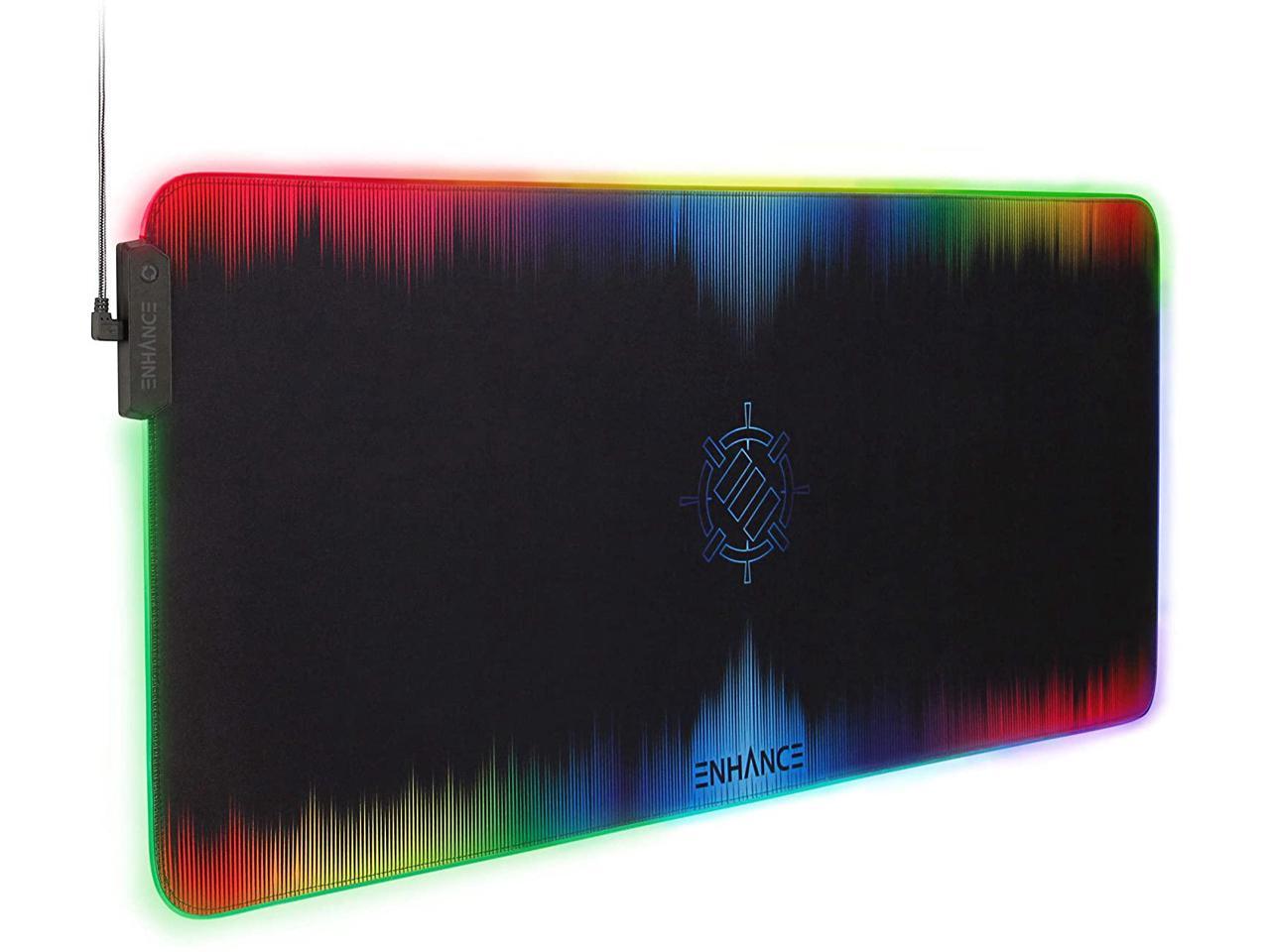 ENHANCE Extra Large LED Gaming Mouse Pad - Soft XXL Desk Mat with 7 RGB