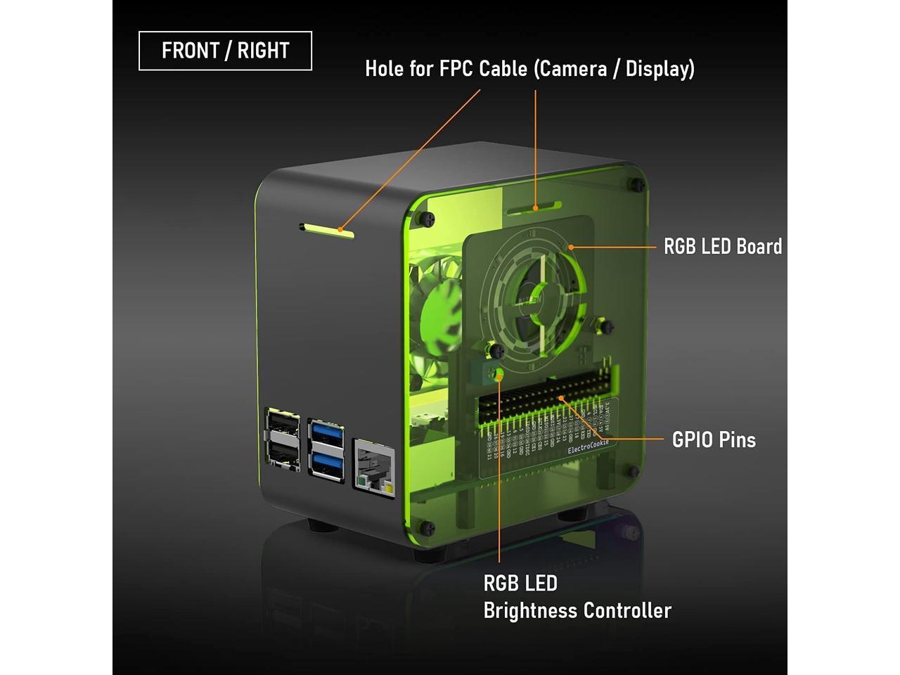 Electrocookie Pizen Raspberry Pi 4 Case Miniature Desktop Aluminum Case With Cooling Fan And 5243