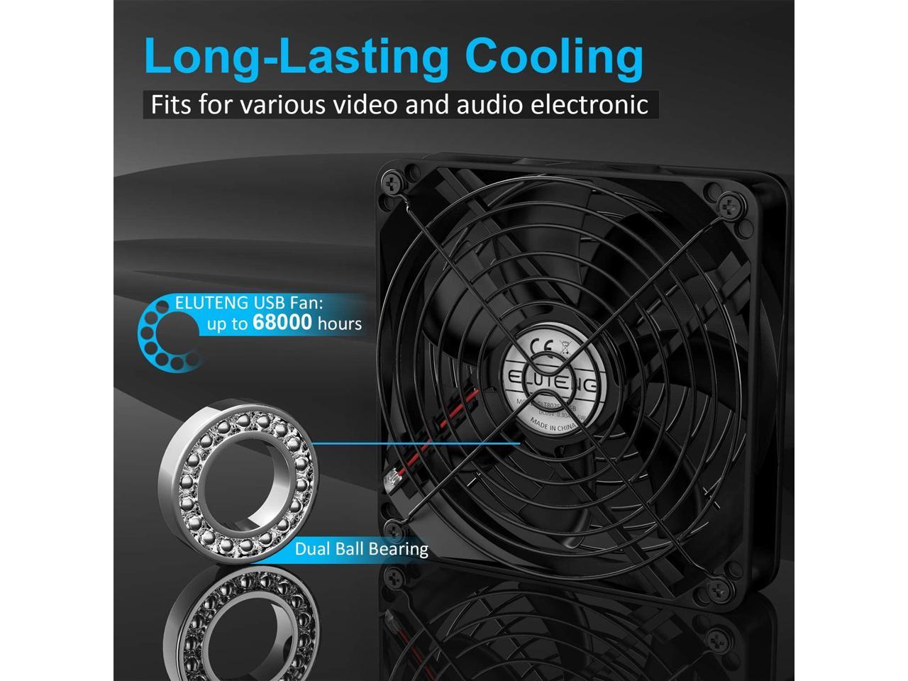 ELUTENG Ventilateur 120mm Double 2 in 1 USB Fan Grille Ventilateur de PC 5V Fan Cooler Refroidisseur 12cm Cooling pour PS4 PS3 Xbox Routeur Mini PC 