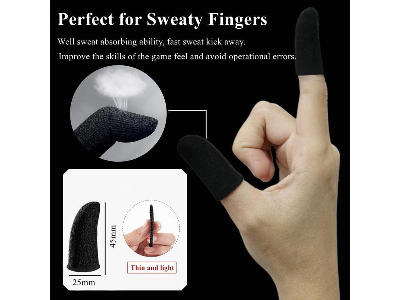 Rules of Survival Anti-Sweat Breathable Thumb Finger Sleeve for League of Legend Silver Fiber Blue Stripe Gaming Gloves for Sweaty Hands Finger Sleeves for Mobile Game Controllers PUBG Pack of 2 