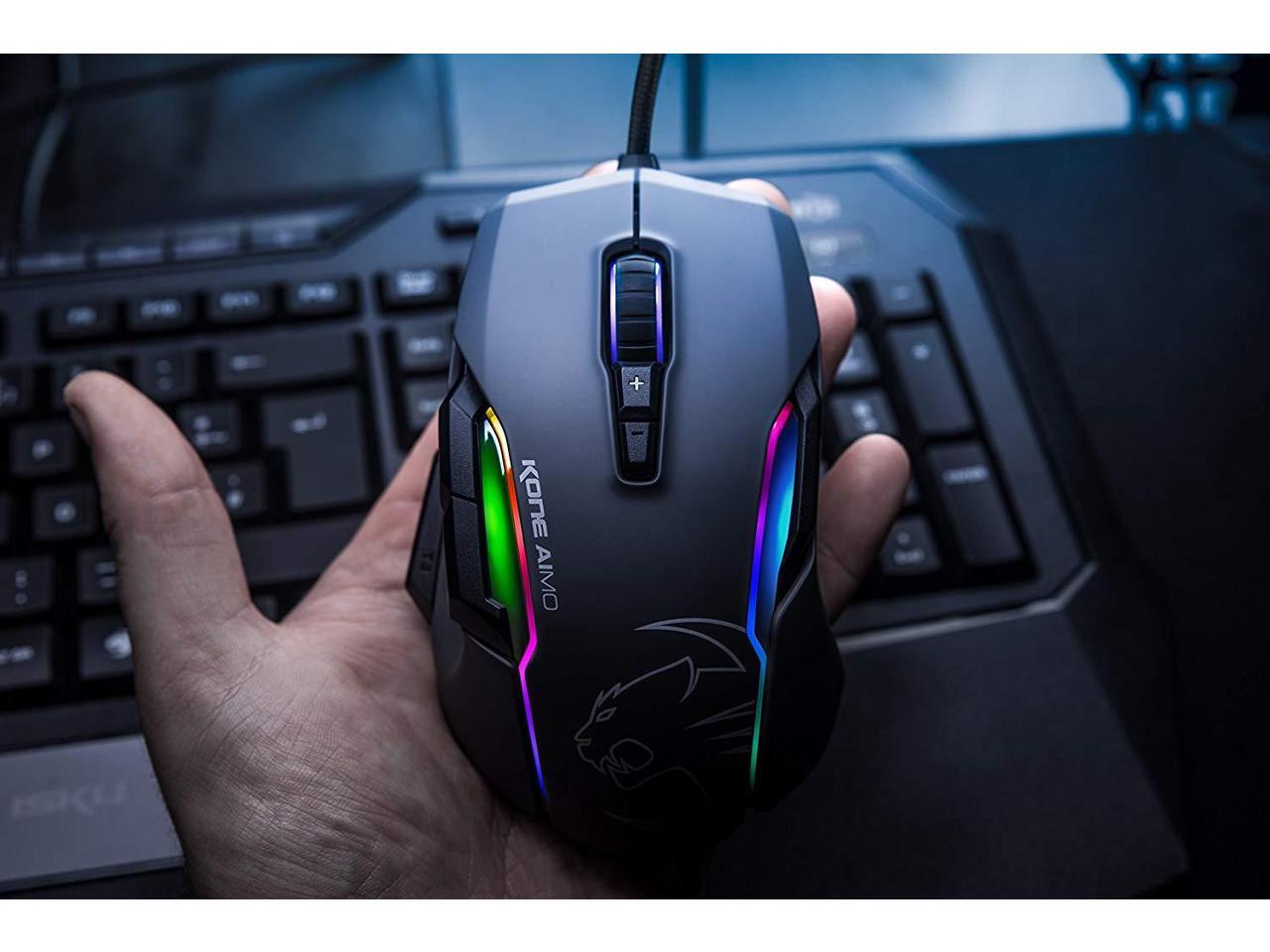 Roccat Kone Aimo Gaming Mouse High Precision Optical Owl Eye Sensor 100 To 12 000 Dpi Rgb Aimo Led Illumination 23 Programmable Keys Designed In Germany Usb Black Newegg Com