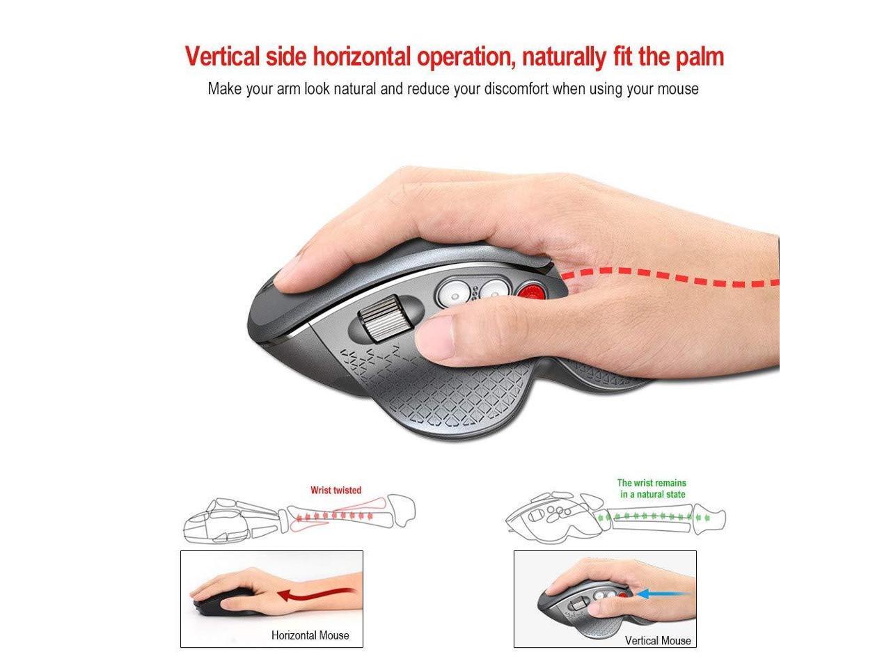 Mice for PC Laptop Compatible with Mac for Mens and Women Improved Wrist Posture Bluetooth 4.0 Rechargeable 2400 DPI RGB Vertical Mouse Yehyep Vertical Mouse Wireless Mini 2.4Ghz