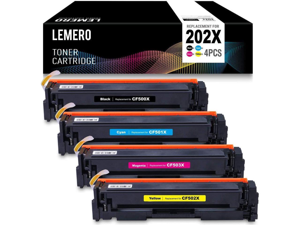 Black, Cyan, Yellow, Magenta, 4-Pack LEMERO Compatible Toner Cartridges Replacement for HP 202X CF500X High Yield