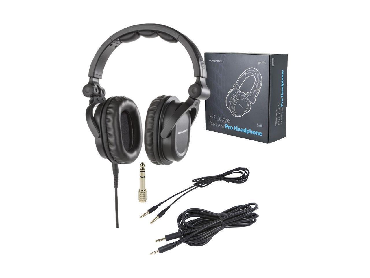 Monoprice Premium HiFi DJ Style OvertheEar Pro Headphones With A