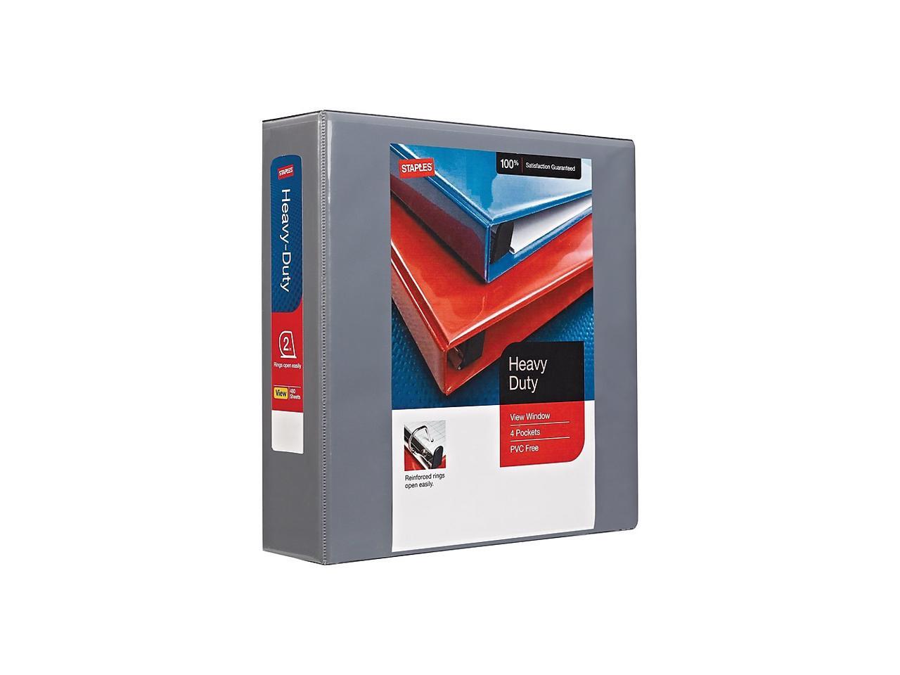 2" Staples HeavyDuty View Binders with DRings Gray 976041