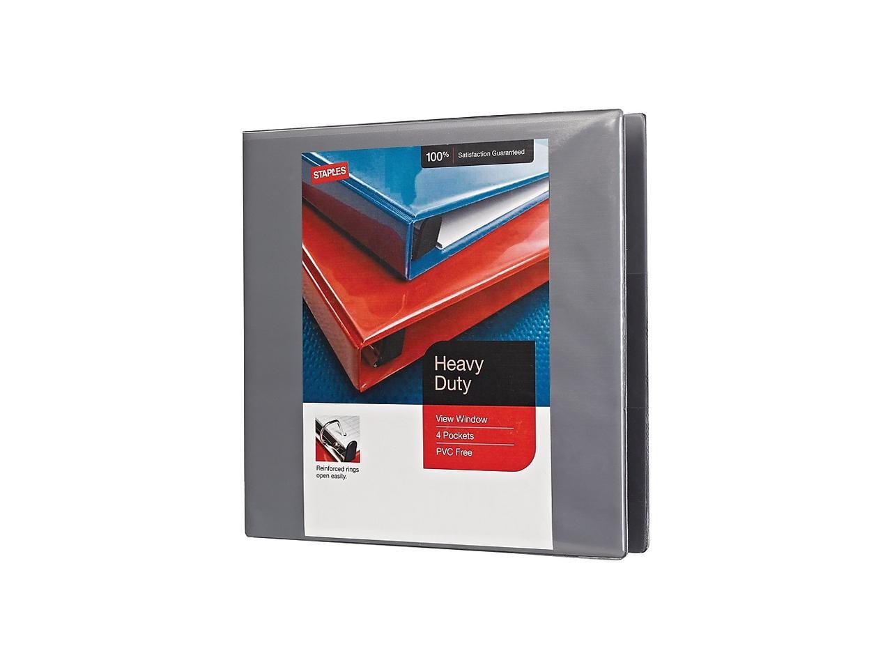 2" Staples HeavyDuty View Binders with DRings Gray 976041