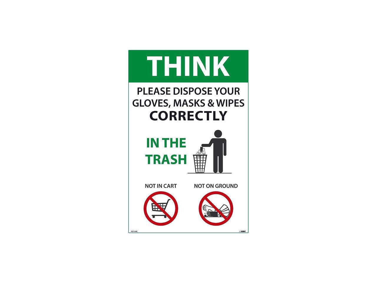 National Marker Vinyl Poster ""Think. Please Dispose Your Gloves Masks