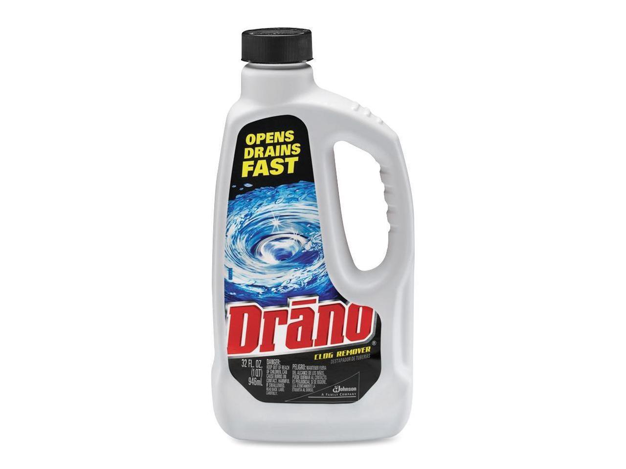 Drano CB001169EA Liquid Drain Cleaner, 32 oz. Safety Cap Bottle