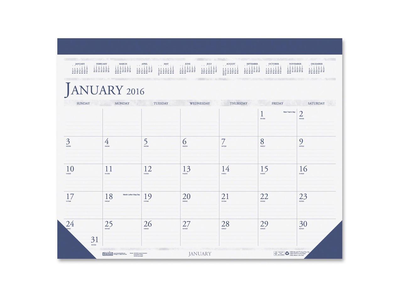 TwoColor Monthly Desk Pad Calendar, 181/2 x 13.