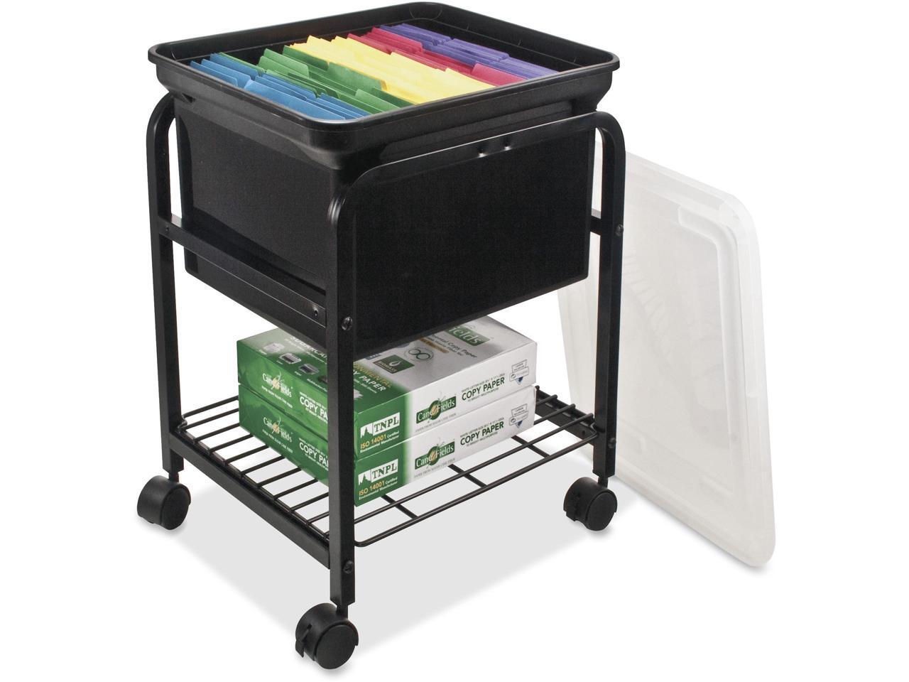 Hanging file cart w lid rolling 15 5 8 x18 x25 3 8 bk newegg