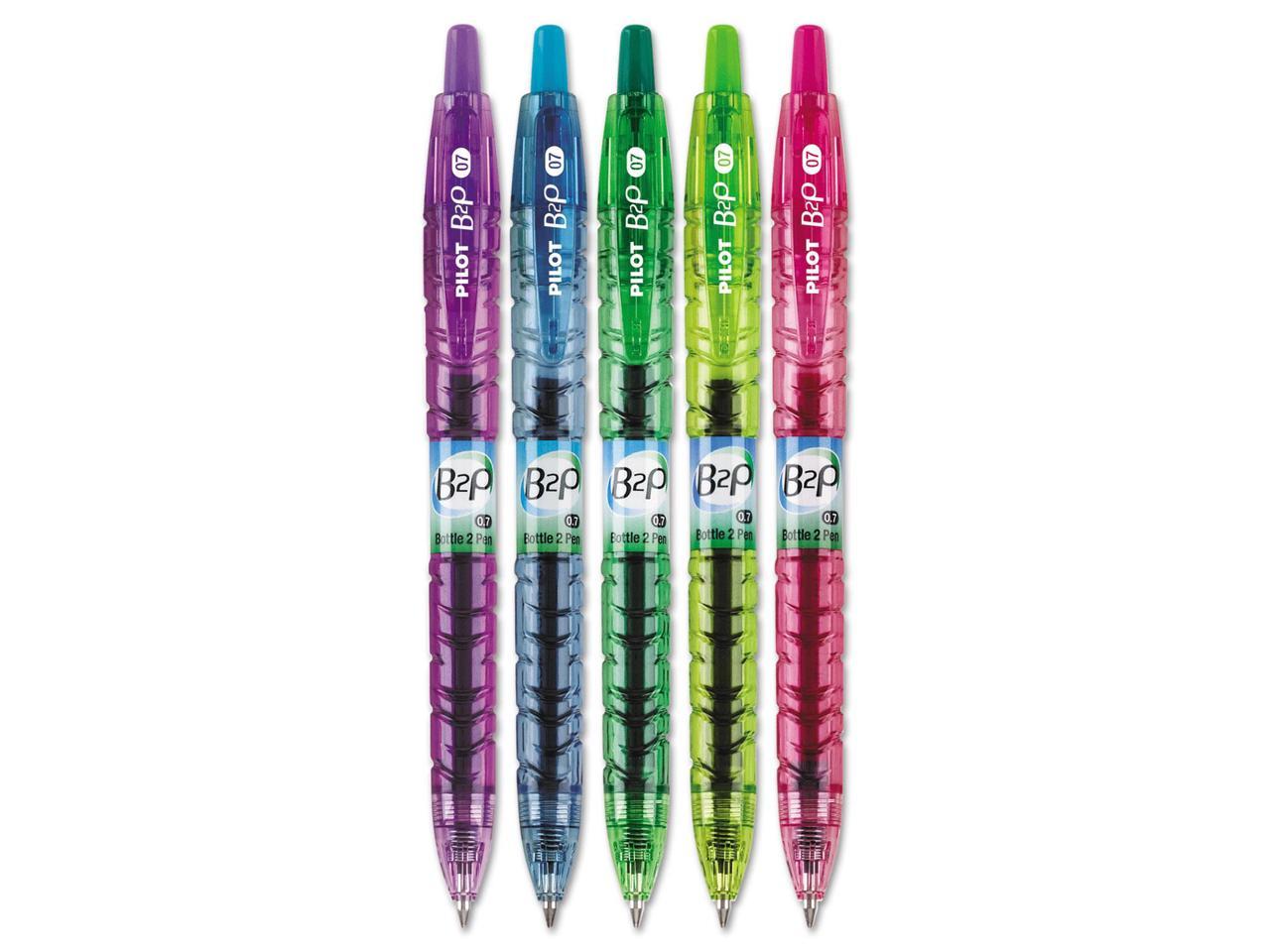 Pilot B2P Bottle-2-Pen Colors Recycled Retractable Gel Ink Pen Assorted .7mm 5 