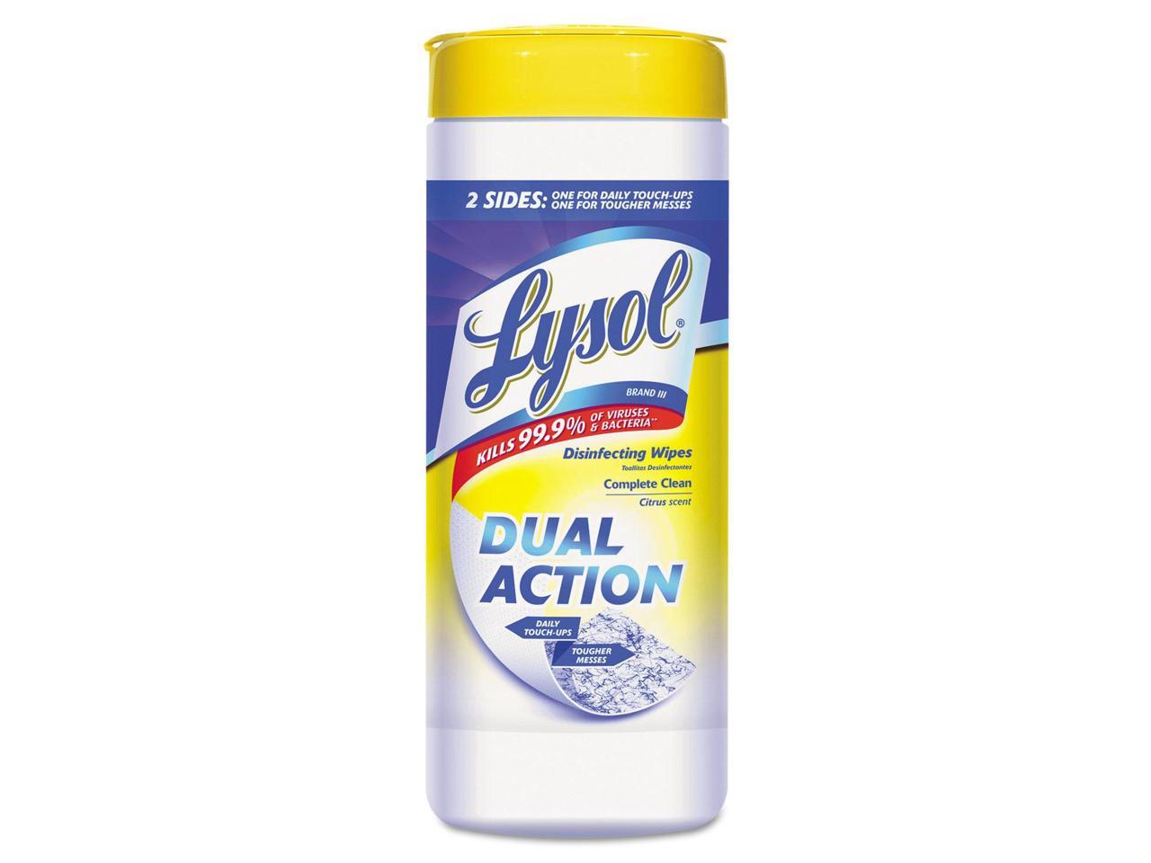 Lysol Dual Action Disinfecting Wipes Citrus 7 X 8 35 Canister 81143ct