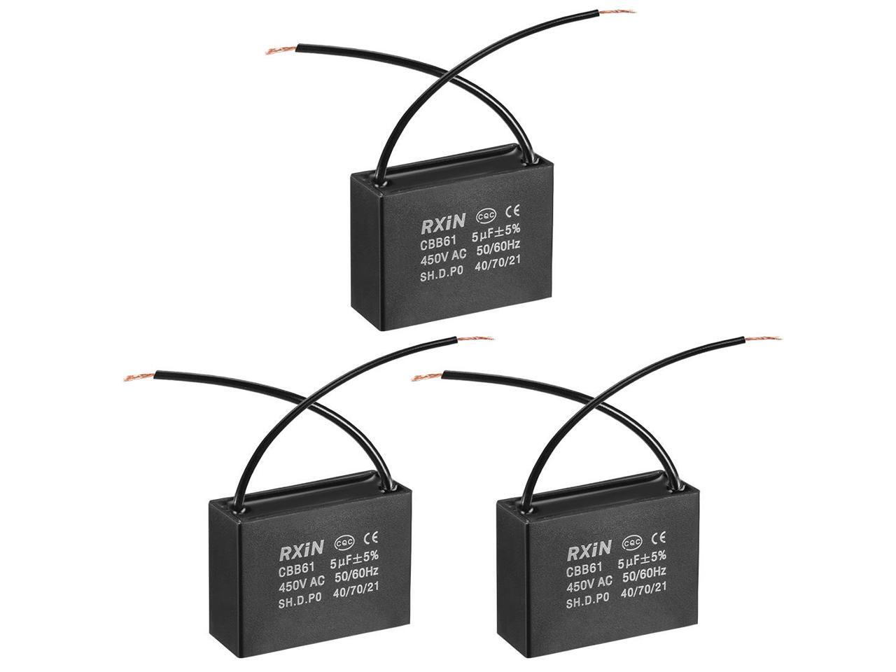 Cbb61 Run Capacitor 450v Ac 5uf 2 Wires Metallized