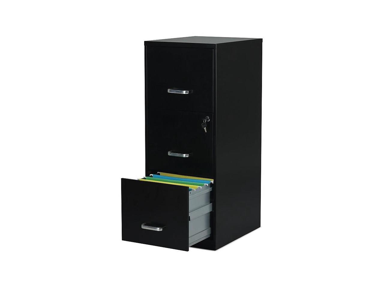 Staples 3Drawer Vertical File Locking Letter Black 18"D (52151