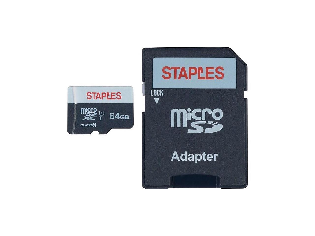 Staples 64GB High Speed Micro SDHC Card Class 10 with SD Adapter 28418 -  Newegg.com