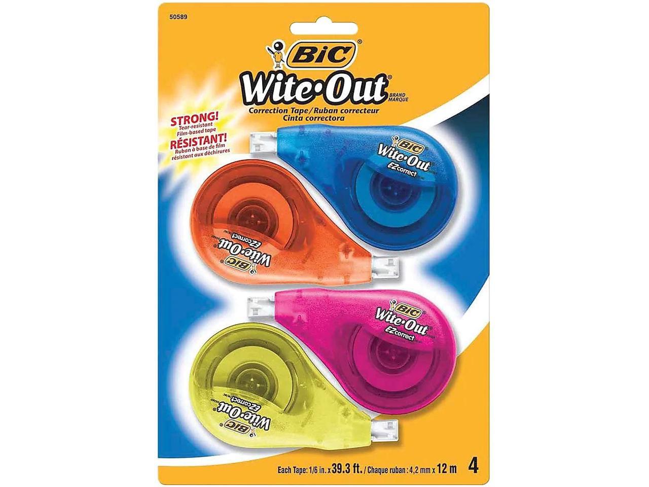 2 Pack White BIC Wite-Out Brand EZ Correct Correction Tape 10-Count 