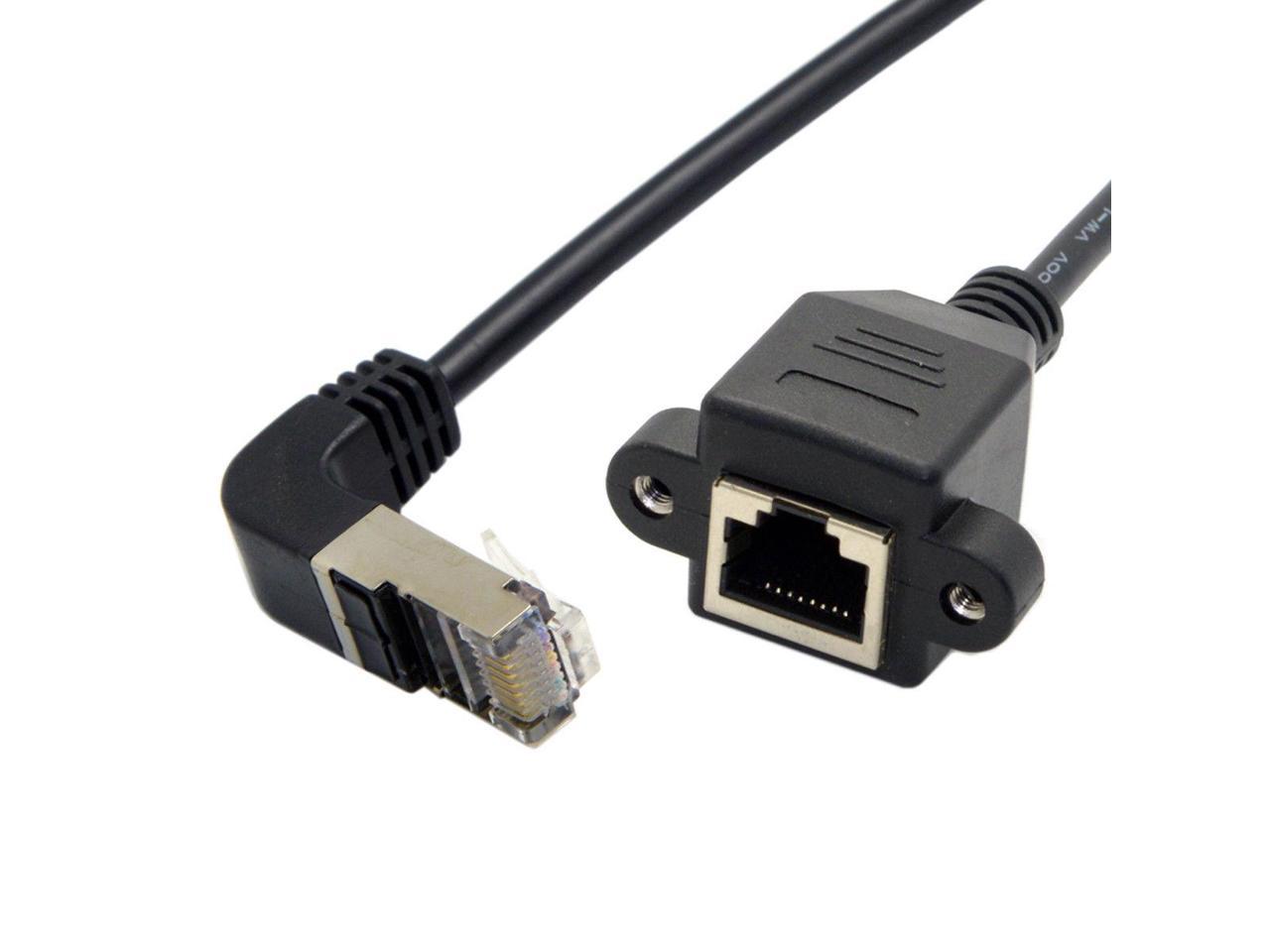 - with Screw Cable Length: 100cm, Color: Straight Cables 2pcs/ DownAngled90Degree 8P8C FTP STP UTP Cat 5e Male to Female LAN Ethernet Network Extension Cable 