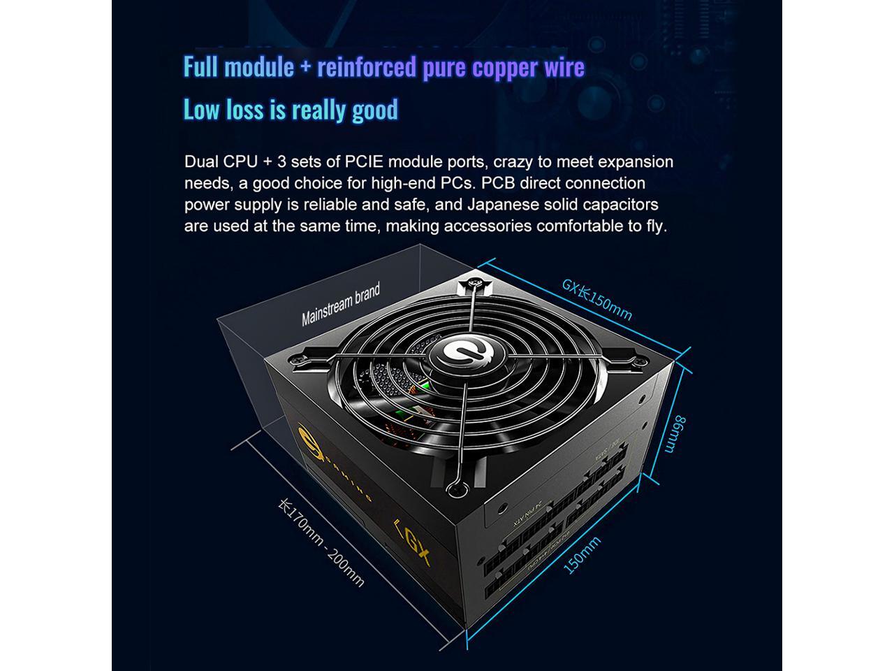 850W PSU Unit Full Modular Power Supply 80 Plus Gold PSU for PC ESport