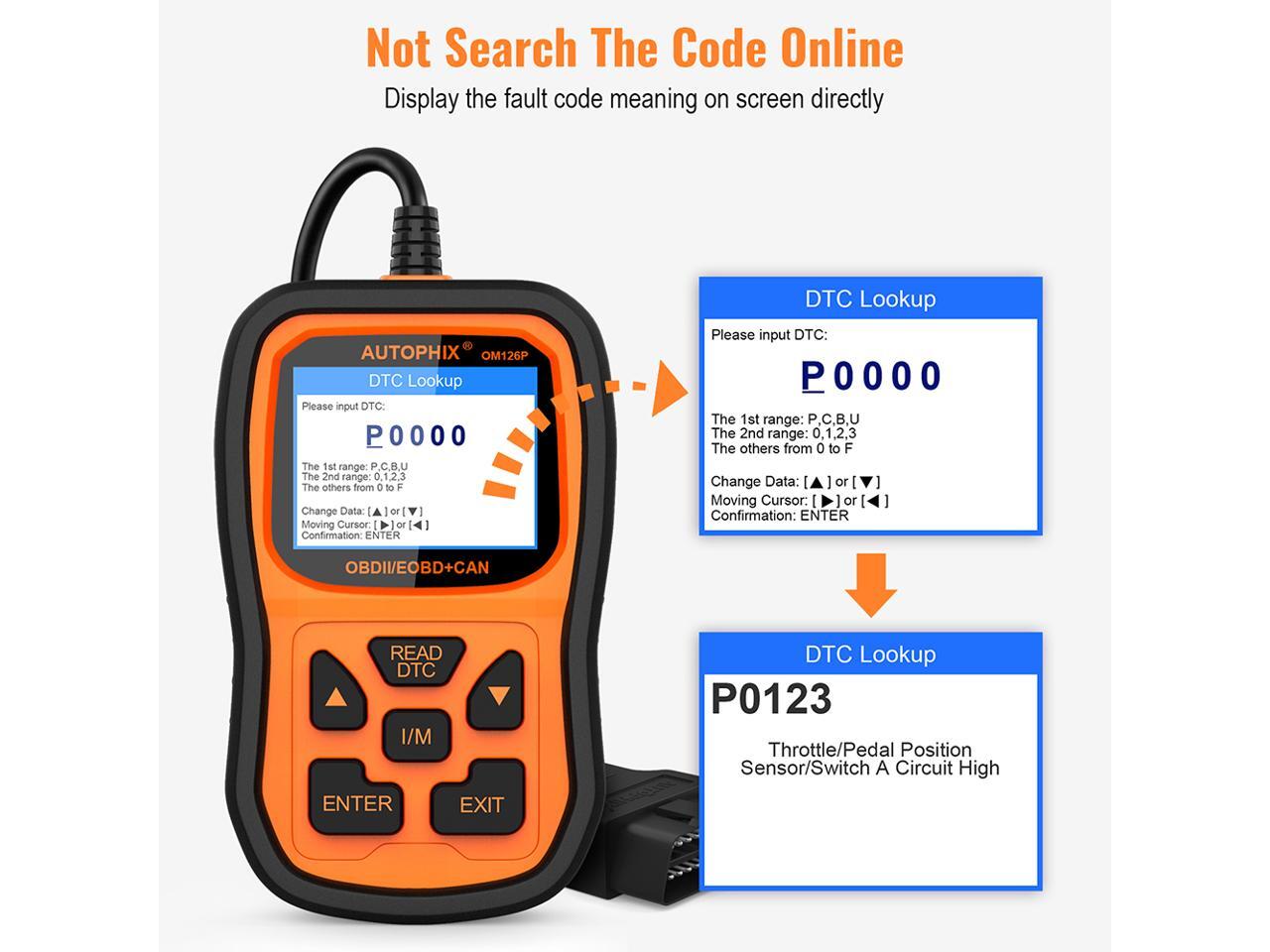 Autophix OM126P OBD2 EOBD Scanner Auto Code Reader Read