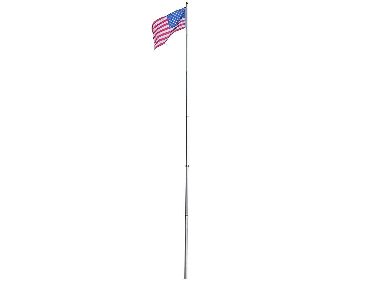 YesHom 30 ft Telescopic 16 Gauge Aluminum Flag Pole Kit Free 3'x5' US ...