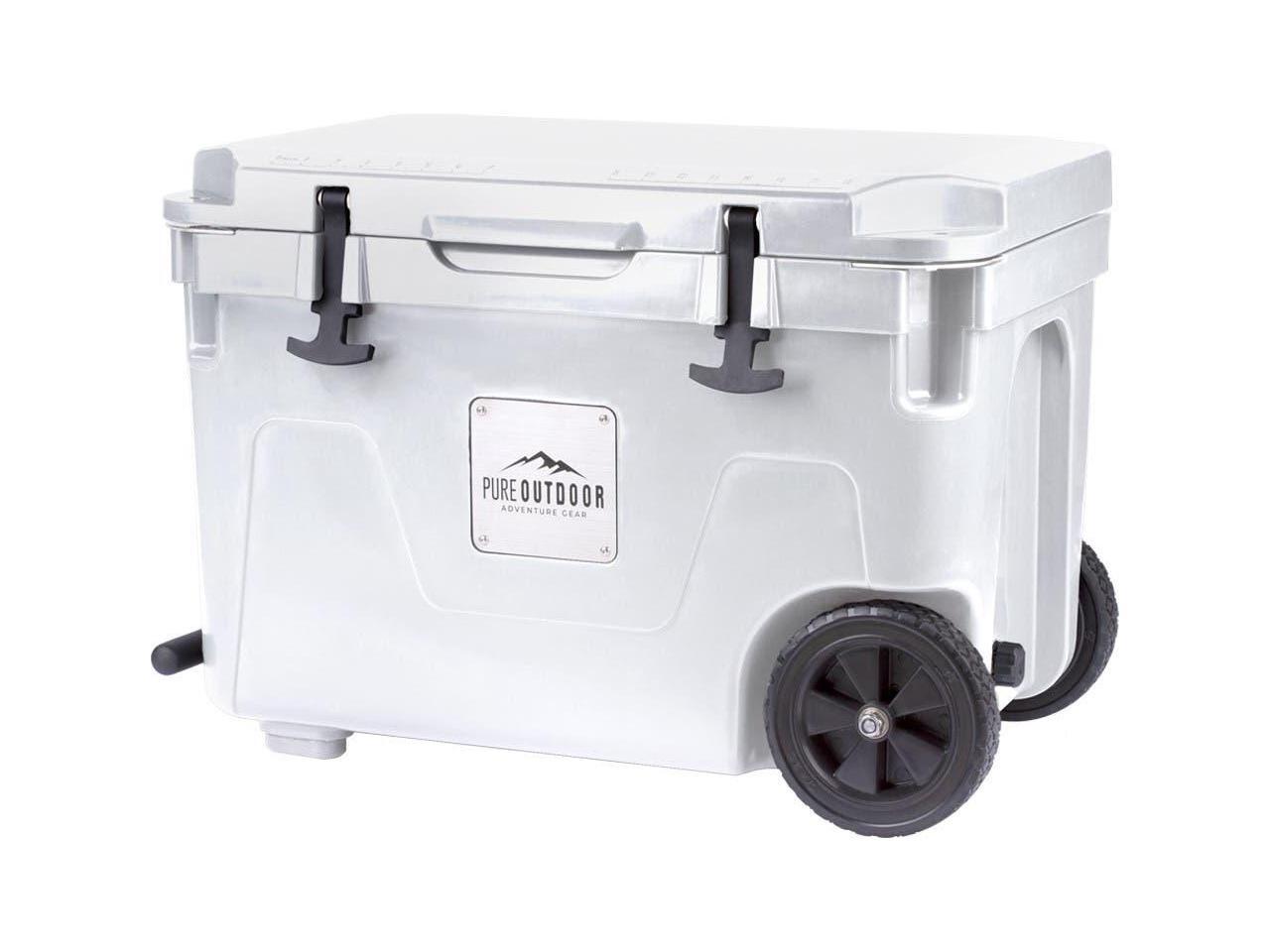 Monoprice Portable Wheeled Emperor Cooler 50 Liter Cooler, White, Built