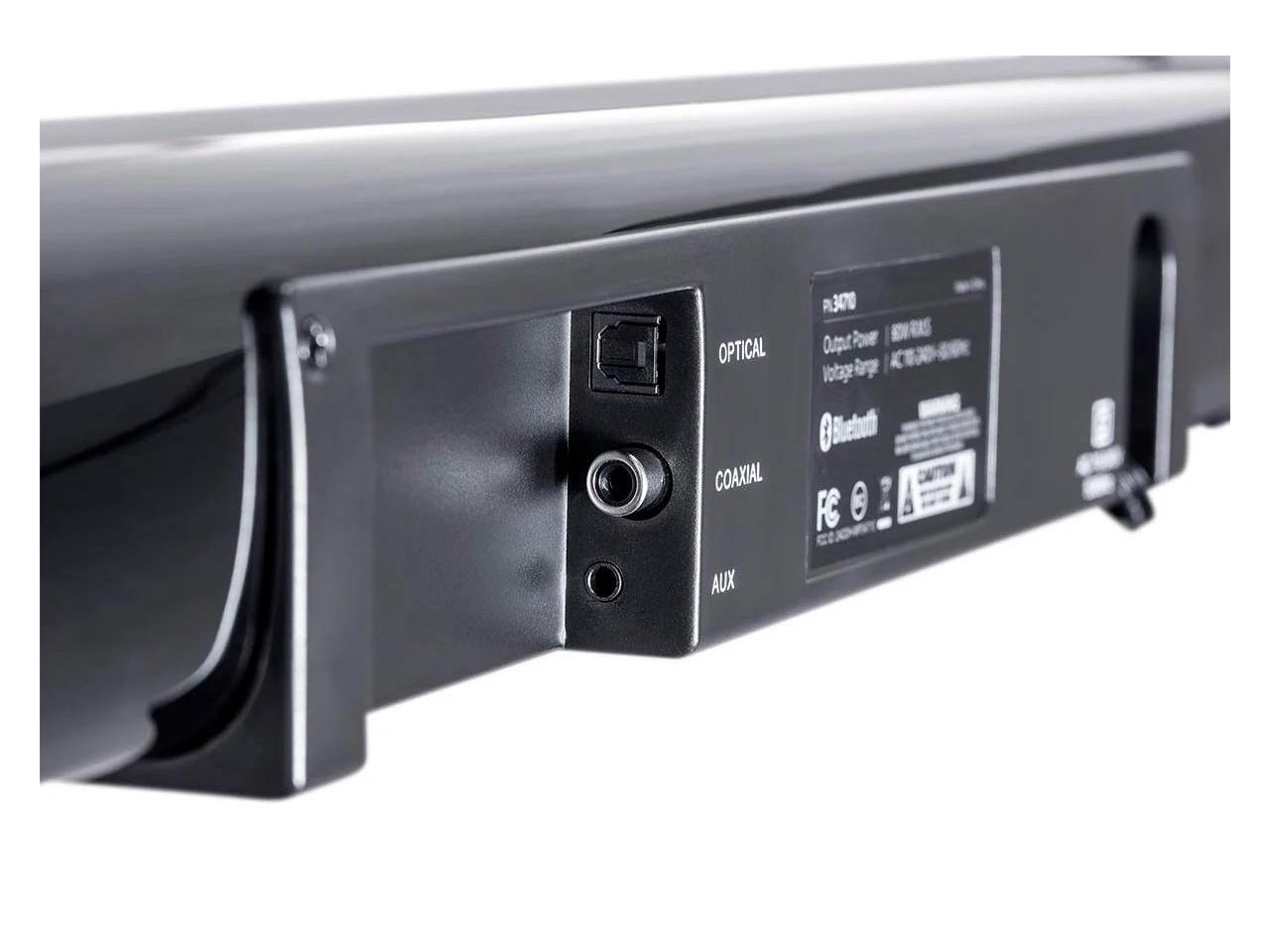 Monoprice SB-100 2.1-ch Soundbar - Black - 36 Inches With Built In Subwoofer, Bluetooth, Optical Input, and Remote Control... 