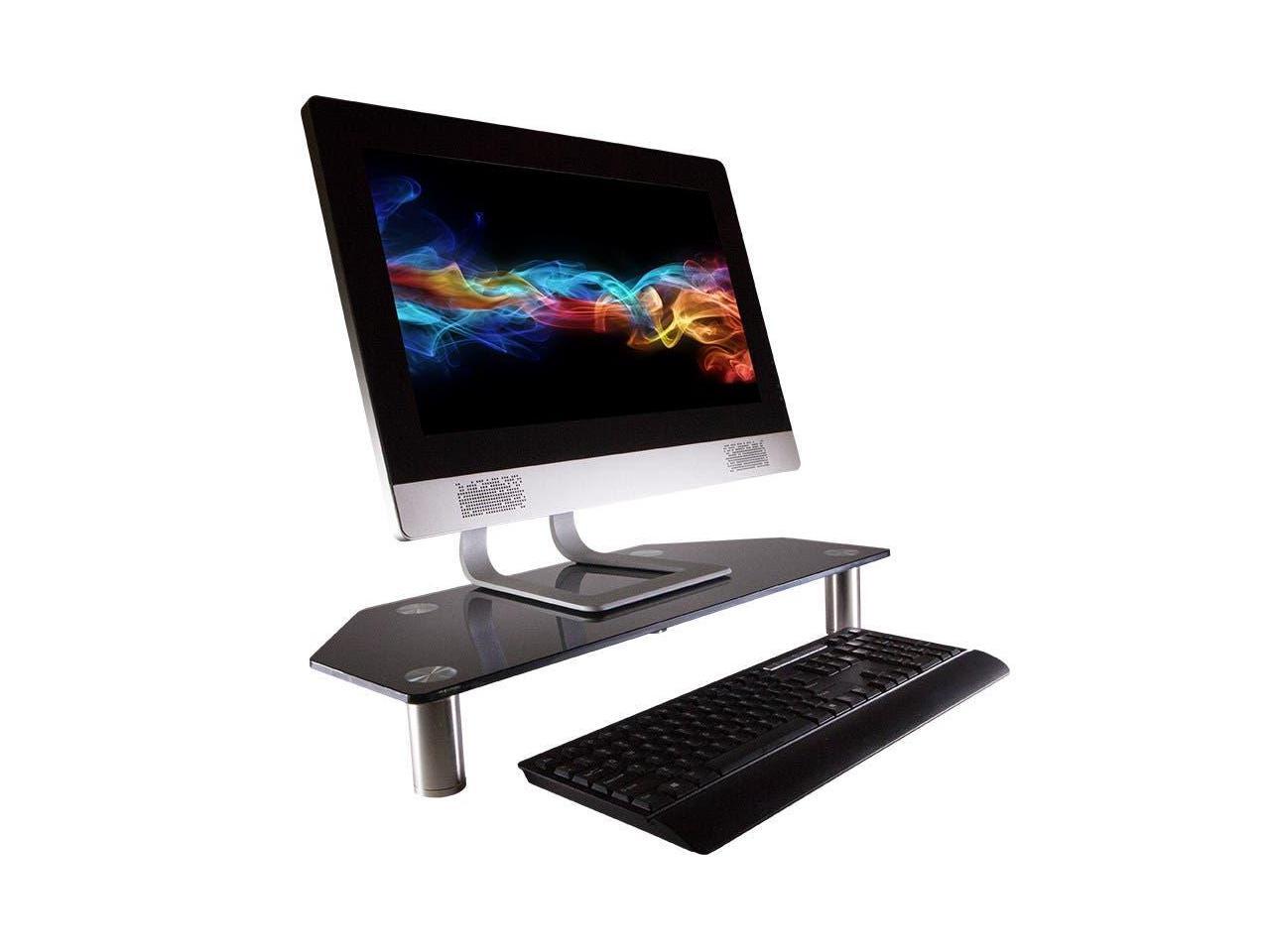 Monoprice Corner Multimedia Desktop Stand, Black Glass 23.6" x 10.2