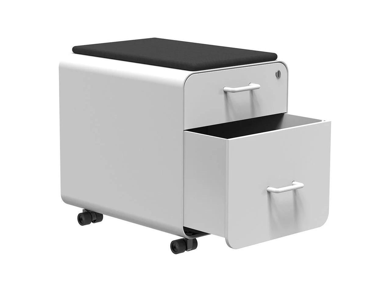 Monoprice Round Corner 2Drawer File White, Lockable With