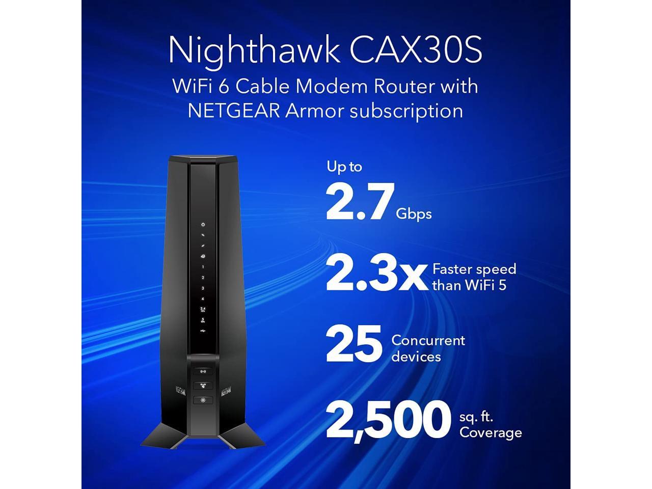 Netgear Nighthawk AX6 Wi-Fi 6 IEEE 802.11ax Cable Modem/Wireless Router ...