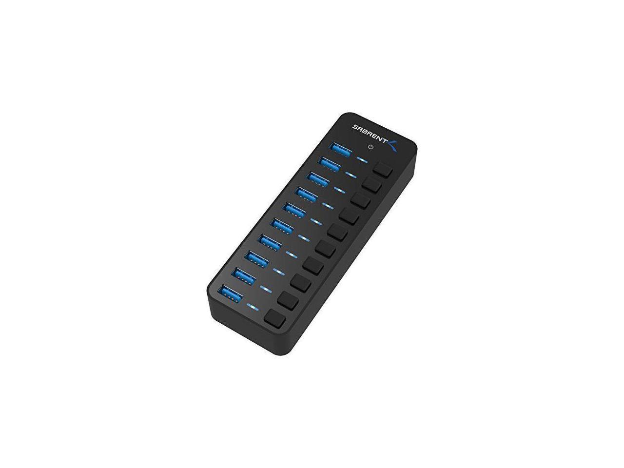 SABRENT 10-Port 60W USB 3.0 Hub With Individual Power Switches And LEDs ...