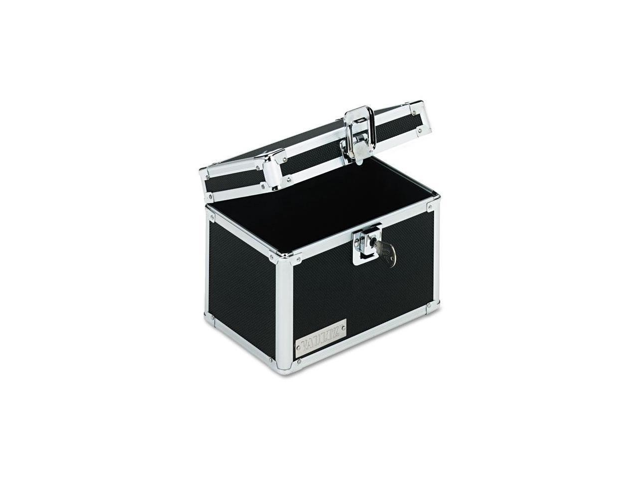 Vaultz Locking Index Card File With Flip Top Holds 450 4 X 6 Cards Black Vz01171 Newegg Com