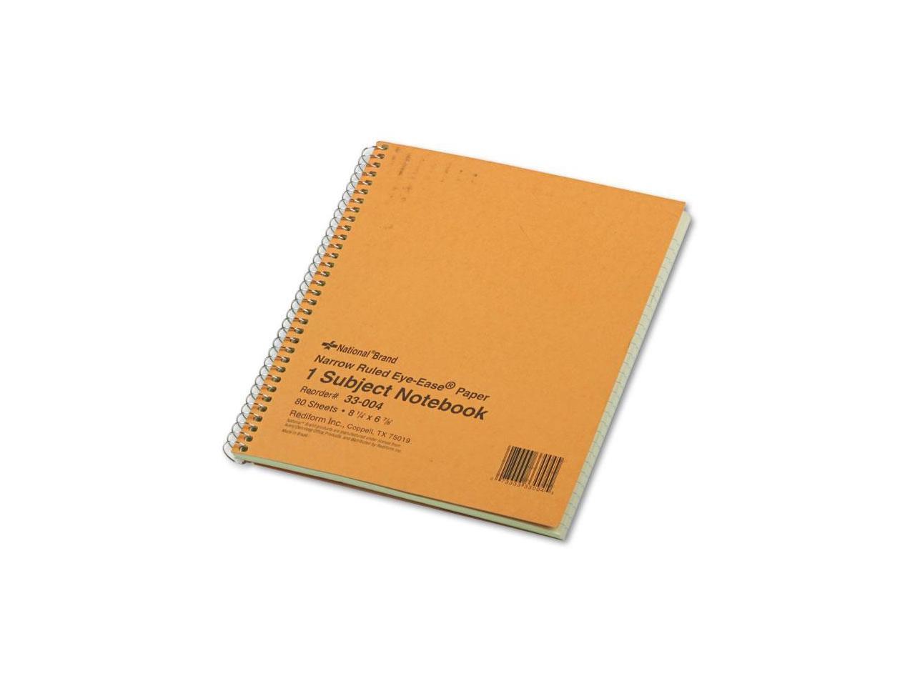 Narrow Rule Green National Brand Subject Wirebound Notebook 8-1/4 x 6-7/8 
