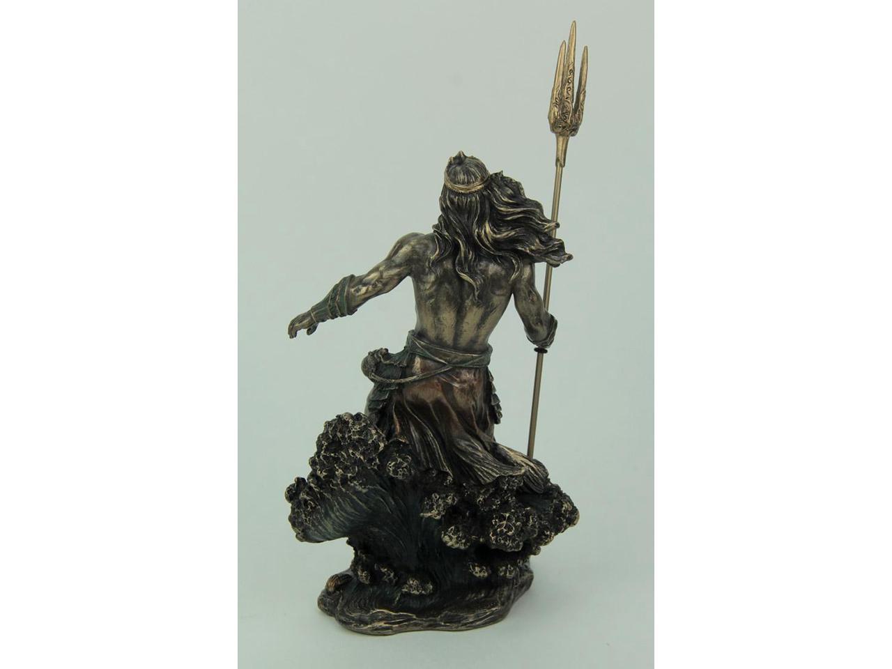 Greek God Poseidon Standing Over Crashing Waves Statue - Newegg.com